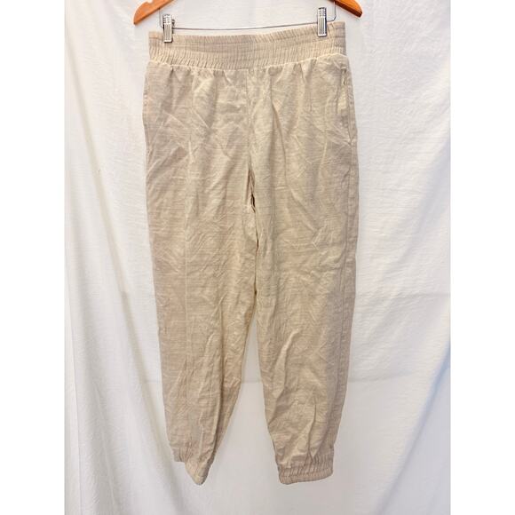 Peruvian Connectio Virgin Wool Flannel Joggers Cream Medium Fall Cozy Lounge - Picture 4 of 7